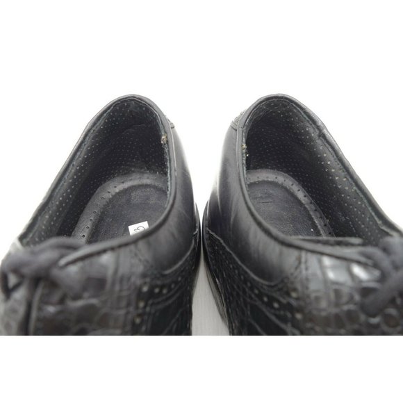 RARE Justin Black Exotic Caiman Crocodile Vintage Golf Saddle Shoes Men\'s 10.5 D main image 4